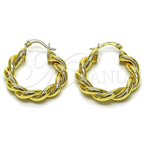 Gold Filled Hoop Earrings — Medium Hoop Twist and Hollow Design Polished 02. — main product view — SKU 161547 | Oro Laminado aretes de aro — Medium Hoop Twist and Hollow diseño pulido 02. — SKU 161547