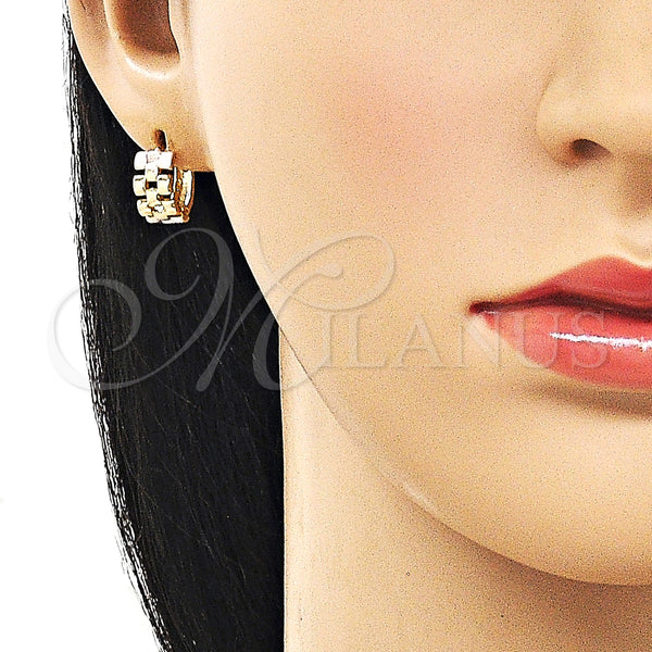 Gold Filled Hoop Earrings — Huggie Hoop Polished Tricolor 02. — alternate product view — SKU 161549 | Oro Laminado aretes de aro — Huggie Hoop pulido Tricolor 02. — SKU 161549
