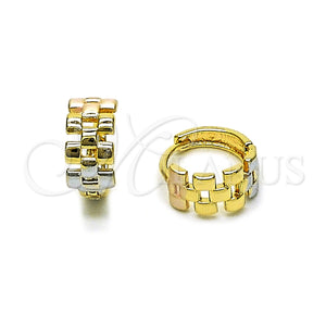 Gold Filled Hoop Earrings — Huggie Hoop Polished Tricolor 02. — main product view — SKU 161549 | Oro Laminado aretes de aro — Huggie Hoop pulido Tricolor 02. — SKU 161549