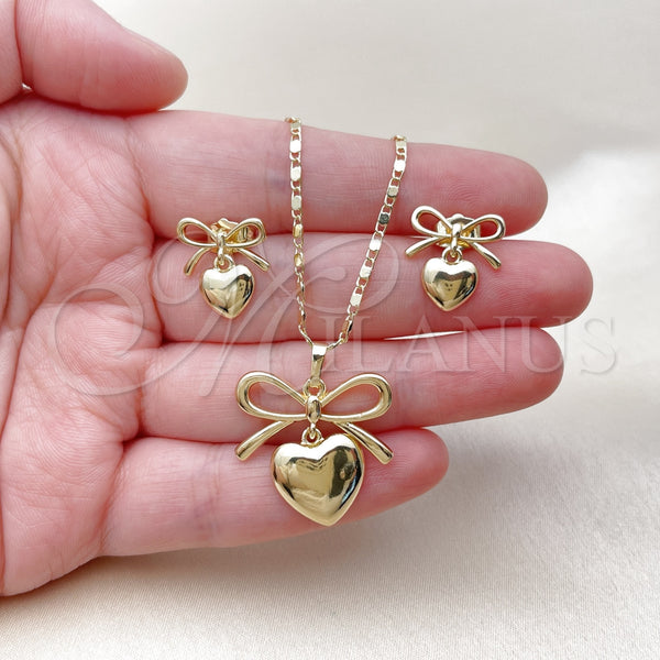 Gold Filled Ring — Earring and Pendant Adult Set Heart and Bow — alternate product view — SKU 161565 | Oro Laminado anillo — Earring and Pendant Adult Set corazón and Bow — SKU 161565