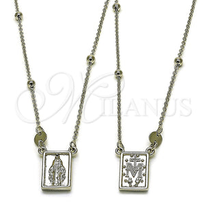 Gold Filled Necklace — Pendant Necklace Medalla Milagrosa and Cross Design Polished — main product view — SKU 161583 | Oro Laminado collar — Pendant Necklace Medalla Milagrosa and cruz diseño pulido — SKU 161583