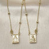 Oro Laminado Pendant Necklace, Gold Filled Style Sagrado Corazon de Maria and Sagrado Corazon de Jesus Design, Polished, Golden Finish, 04.253.0034.26 (03 MM Thickness, 26 Inches Length)