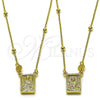 Oro Laminado Pendant Necklace, Gold Filled Style Sagrado Corazon de Maria and Sagrado Corazon de Jesus Design, Polished, Golden Finish, 04.253.0034.26 (03 MM Thickness, 26 Inches Length)