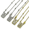 Oro Laminado Pendant Necklace, Gold Filled Style Sagrado Corazon de Maria and Sagrado Corazon de Jesus Design, Polished, Golden Finish, 04.253.0034.26 (03 MM Thickness, 26 Inches Length)