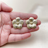 Oro Laminado Stud Earring, Gold Filled Style Flower Design, Polished, Golden Finish, 02.282.0068
