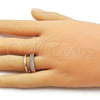 Oro Laminado Elegant Ring, Gold Filled Style with White Micro Pave, Polished, Golden Finish, 01.266.0053