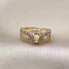 Oro Laminado Multi Stone Ring, Gold Filled Style Heart and Baguette Design, with White Cubic Zirconia, Polished, Golden Finish, 01.266.0055 (One size fits all)