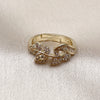 Oro Laminado Multi Stone Ring, Gold Filled Style Leaf and Baguette Design, with White Cubic Zirconia and White Micro Pave, Polished, Golden Finish, 01.266.0061 (One size fits all)