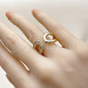 Oro Laminado Multi Stone Ring, Gold Filled Style Baguette and Teardrop Design, with White Cubic Zirconia, Polished, Golden Finish, 01.266.0063 (One size fits all)