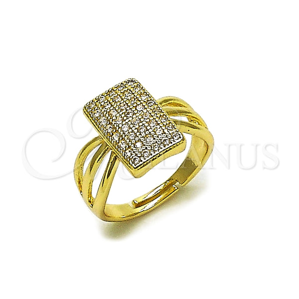 Oro Laminado Multi Stone Ring, Gold Filled Style with White Micro Pave, Polished, Golden Finish, 01.266.0064