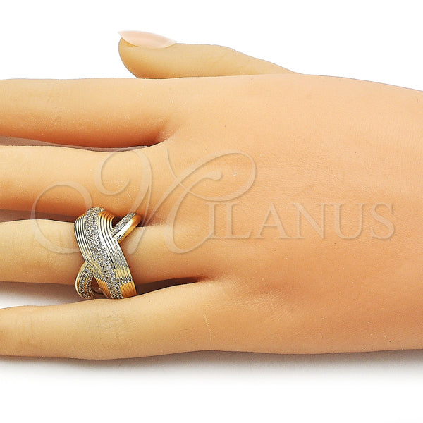 Gold Filled Ring — Multi Stone Ring Twist Design with White Cubic — alternate product view — SKU 161629 | Oro Laminado anillo — Multi Stone Ring Twist diseño with blanco Cubic — SKU 161629