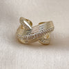 Oro Laminado Multi Stone Ring, Gold Filled Style Twist Design, with White Cubic Zirconia and White Micro Pave, Diamond Cutting Finish, Golden Finish, 01.266.0068 (One size fits all)