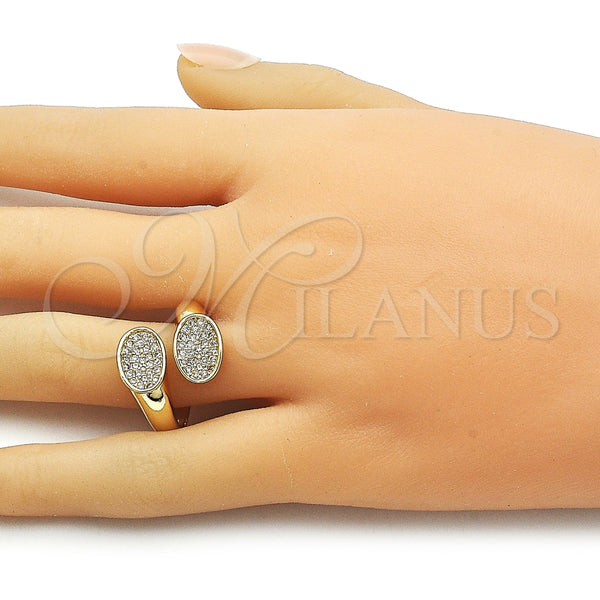 Oro Laminado Multi Stone Ring, Gold Filled Style with White Cubic Zirconia, Polished, Golden Finish, 01.266.0069 (One size fits all)