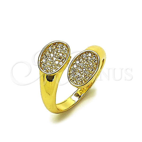 Oro Laminado Multi Stone Ring, Gold Filled Style with White Cubic Zirconia, Polished, Golden Finish, 01.266.0069 (One size fits all)