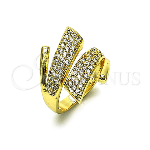 Oro Laminado Multi Stone Ring, Gold Filled Style with White Cubic Zirconia, Polished, Golden Finish, 01.266.0071 (One size fits all)