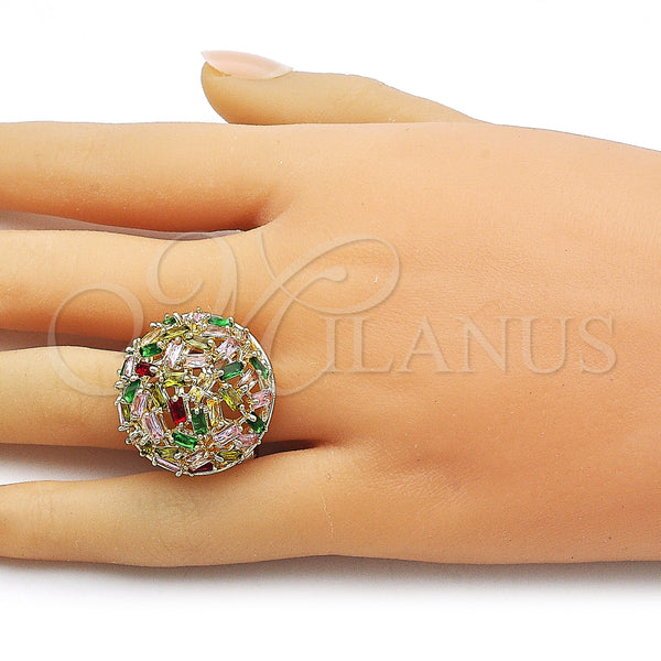 Gold Filled Ring — Multi Stone Ring Baguette Design with Multicolor Cubic — alternate product view — SKU 161634 | Oro Laminado anillo — Multi Stone Ring Baguette diseño with Multicolor Cubic — SKU 161634