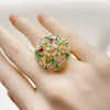 Oro Laminado Multi Stone Ring, Gold Filled Style Baguette Design, with Multicolor Cubic Zirconia, Polished, Golden Finish, 01.266.0073 (One size fits all)
