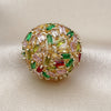Oro Laminado Multi Stone Ring, Gold Filled Style Baguette Design, with Multicolor Cubic Zirconia, Polished, Golden Finish, 01.266.0073 (One size fits all)