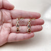 Oro Laminado Dangle Earring, Gold Filled Style Teardrop Design, with Multicolor Cubic Zirconia, Polished, Golden Finish, 02.323.0098
