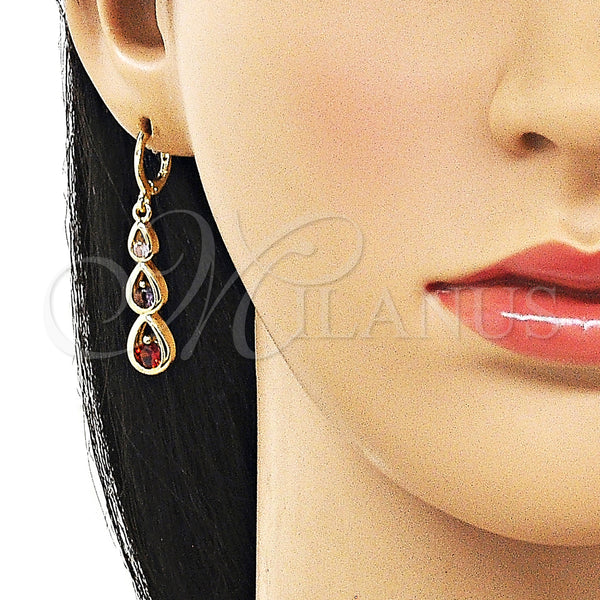 Gold Filled Ring — Dangle Earring Teardrop Design with Multicolor Cubic Zirconia — alternate product view — SKU 161639 | Oro Laminado anillo — Dangle Earring Teardrop diseño with Multicolor Cubic Zirconia — SKU 161639