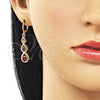 Oro Laminado Dangle Earring, Gold Filled Style Teardrop Design, with Multicolor Cubic Zirconia, Polished, Golden Finish, 02.323.0098