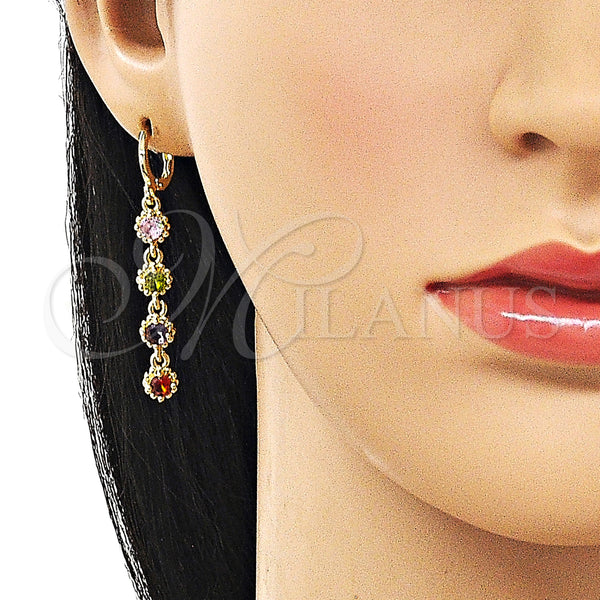 Gold Filled Ring — Long Earring Cluster Design with Multicolor Cubic Zirconia — alternate product view — SKU 161642 | Oro Laminado anillo — largo Earring Cluster diseño with Multicolor Cubic Zirconia — SKU 161642