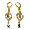 Oro Laminado Long Earring, Gold Filled Style Teardrop Design, with Multicolor and White Cubic Zirconia, Polished, Golden Finish, 02.323.0102