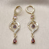 Oro Laminado Long Earring, Gold Filled Style Teardrop Design, with Multicolor and White Cubic Zirconia, Polished, Golden Finish, 02.323.0102