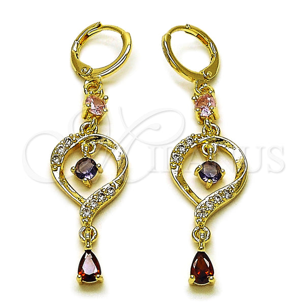 Gold Filled Ring — Long Earring Teardrop Design with Multicolor and White — main product view — SKU 161643 | Oro Laminado anillo — largo Earring Teardrop diseño with Multicolor and blanco — SKU 161643