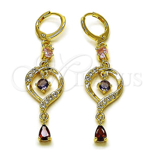Gold Filled Ring — Long Earring Teardrop Design with Multicolor and White — main product view — SKU 161643 | Oro Laminado anillo — largo Earring Teardrop diseño with Multicolor and blanco — SKU 161643