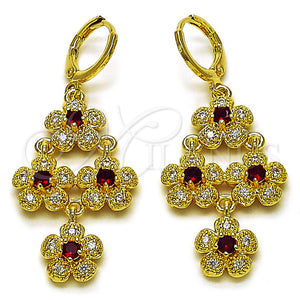 Gold Filled Ring — Long Earring Flower and Cluster Design with Garnet — main product view — SKU 161646 | Oro Laminado anillo — largo Earring flor and Cluster diseño with Garnet — SKU 161646