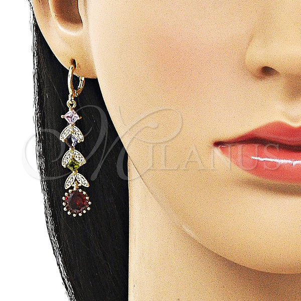 Gold Filled Ring — Long Earring Cluster Design with Multicolor Cubic Zirconia — alternate product view — SKU 161650 | Oro Laminado anillo — largo Earring Cluster diseño with Multicolor Cubic Zirconia — SKU 161650