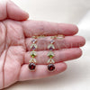 Oro Laminado Long Earring, Gold Filled Style Cluster Design, with Multicolor Cubic Zirconia and White Micro Pave, Polished, Golden Finish, 02.323.0109