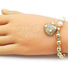 Oro Laminado Fancy Bracelet, Gold Filled Style Shell and Expandable Bead Design, with Ivory Pearl, Polished, Golden Finish, 03.341.0261.07 (08 MM Thickness, 7 Inches Length)