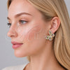 Oro Laminado Stud Earring, Gold Filled Style Butterfly and Baguette Design, with Multicolor and White Cubic Zirconia, Polished, Golden Finish, 02.436.0005.1
