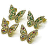 Oro Laminado Stud Earring, Gold Filled Style Butterfly and Baguette Design, with Multicolor and White Cubic Zirconia, Polished, Golden Finish, 02.436.0005.1