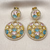 Oro Laminado Stud Earring, Gold Filled Style with Multicolor Cubic Zirconia and White Micro Pave, Polished, Golden Finish, 02.436.0009