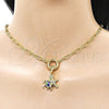 Oro Laminado Fancy Necklace, Gold Filled Style Turtle and Star Design, Blue Enamel Finish, Golden Finish, 04.341.0245.20