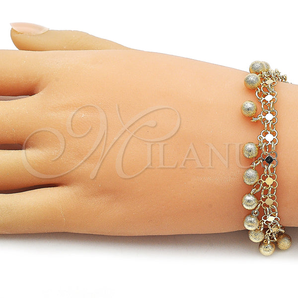 Gold Filled Bracelet — Charm Bracelet Ball Design Matte 03. Thickness 8 — alternate product view — SKU 161684 | Oro Laminado brazalete — Charm Bracelet Ball diseño Matte 03. Thickness 8 — SKU 161684