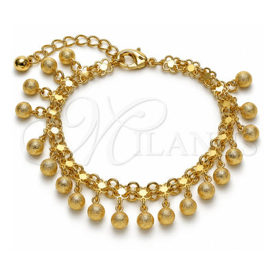 Oro Laminado Charm Bracelet, Gold Filled Style Ball Design, Matte Finish, Golden Finish, 03.331.0328.07 (Thickness, 8 Inches Length)