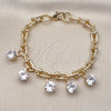 Oro Laminado Charm Bracelet, Gold Filled Style with White Cubic Zirconia, Polished, Golden Finish, 03.331.0329.07