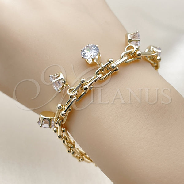 Gold Filled Bracelet — Charm Bracelet with White Cubic Zirconia Polished 03. — alternate product view — SKU 161685 | Oro Laminado brazalete — Charm Bracelet with blanco Cubic Zirconia pulido 03. — SKU 161685