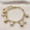 Gold Filled Bracelet — Charm Bracelet Ball Design with Ivory Pearl Polished — alternate product view — SKU 161689 | Oro Laminado brazalete — Charm Bracelet Ball diseño with Ivory Pearl pulido — SKU 161689