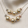 Oro Laminado Fancy Necklace, Gold Filled Style Box and Ball Design, Polished, Tricolor, 04.331.0005.18
