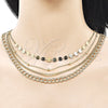 Stainless Steel Fancy Necklace, Miami Cuban Design, Polished, Golden Finish, 04.437.0001.24