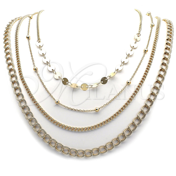Stainless Steel Fancy Necklace, Miami Cuban Design, Polished, Golden Finish, 04.437.0001.24