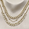 Stainless Steel Fancy Necklace, Miami Cuban and Rolo Design, Polished, Golden Finish, 04.437.0007.16