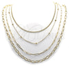 Stainless Steel Fancy Necklace, Miami Cuban and Rolo Design, Polished, Golden Finish, 04.437.0008.16