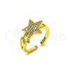 Oro Laminado Multi Stone Ring, Gold Filled Style Star Design, with White Micro Pave, Polished, Golden Finish, 01.310.0039 (One size fits all)