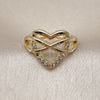 Oro Laminado Elegant Ring, Gold Filled Style Heart and Infinite Design, with White Cubic Zirconia, Polished, Golden Finish, 01.310.0041